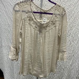 NWT hand crochet cotton gauze woven shirt